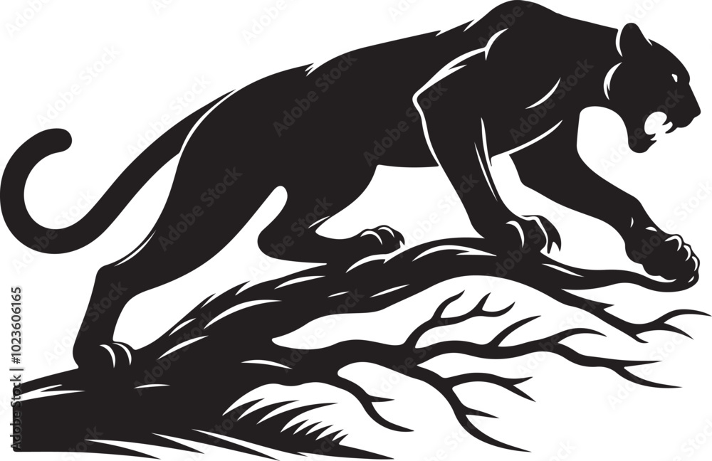 Obraz premium Black panther vector silhouette 