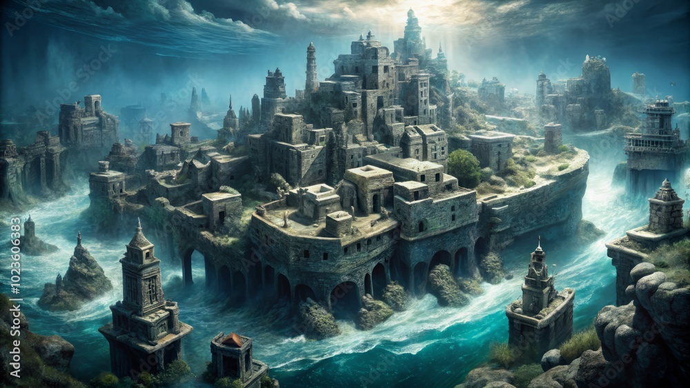 8. Lost cities lie hidden in the heart of charcoal grey oceans, their depths whispering ancient secrets