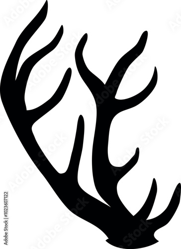 Deer antlers isolated on transparent background. Vector illustration