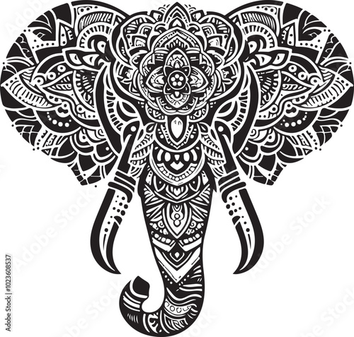 Mandala art elephant vector silhouette photo