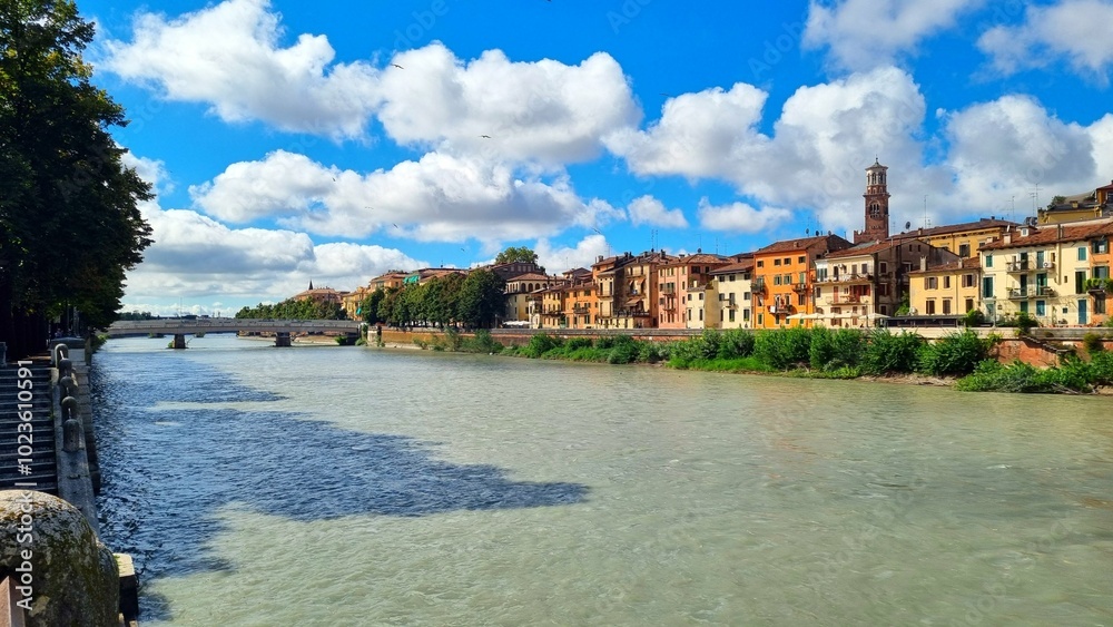 Fototapeta premium Verona - Italy - View of the Ponte Nuovo
