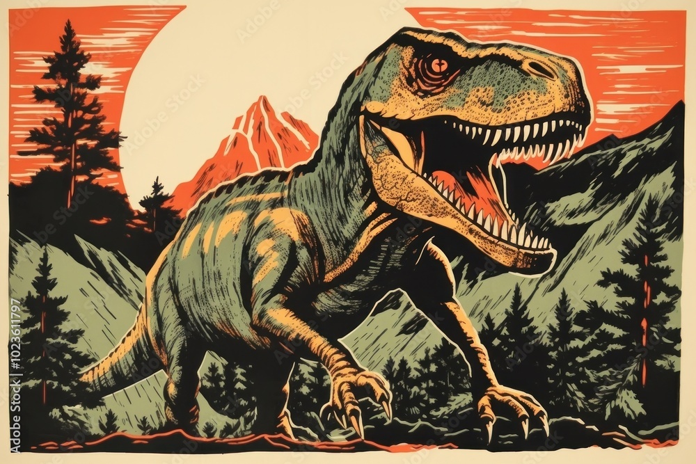 Naklejka premium Dinosaur nature animal representation.