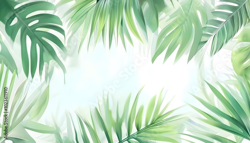 Blurred Tropical Leaves Background