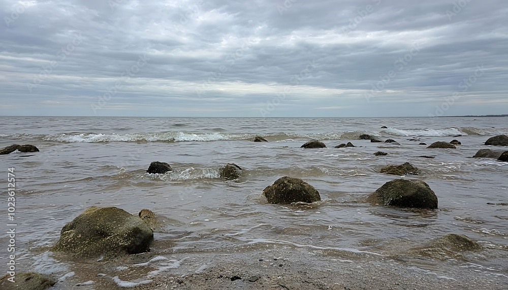 Fototapeta premium Simple Shoreline with Rocks Background