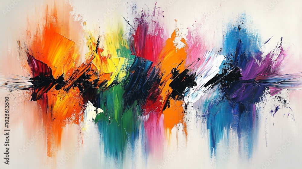 Fototapeta premium Vibrant Abstract Painting With Bold Brushstrokes and Dynamic Colors
