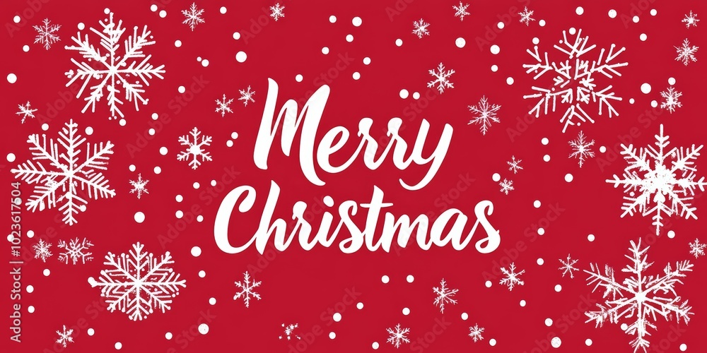 Festive red background with white snowflakes and 'Merry Christmas' text. Festive red background with white snowflakes and 'Merry Christmas' text.