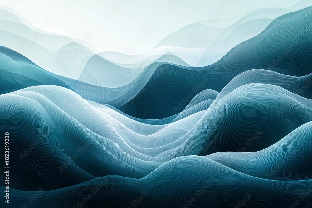 Abstract Digital Landscape with Intersecting Blue Lines Abstract Digital Landscape with Intersecting Blue Lines