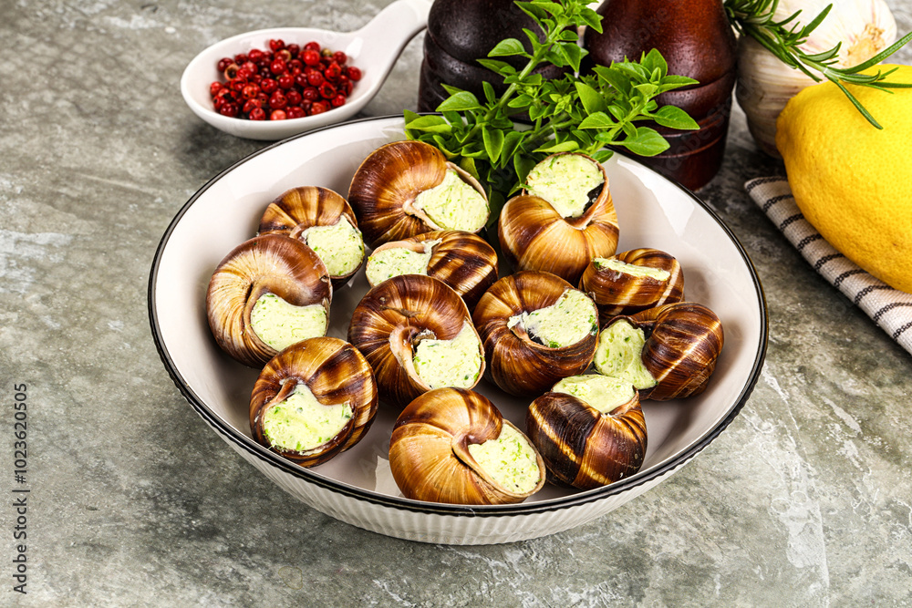 Fresnch escargort with basil butter Fresnch escargort with basil butter