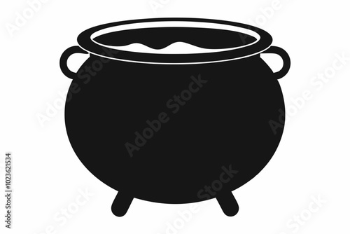 Cauldron silhouette, cauldron vector illustration, Witches black cauldron isolated on vector illustration