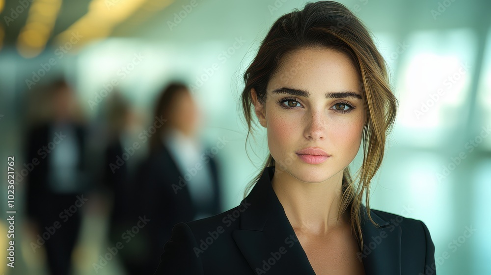 Naklejka premium Confident young businesswoman in a corporate environment