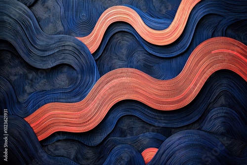 Abstract Curvy Pattern with Orange and Blue Hues photo