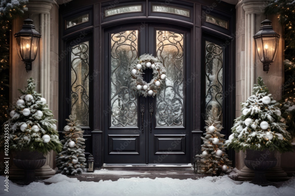 Christmas decoration house door gate.