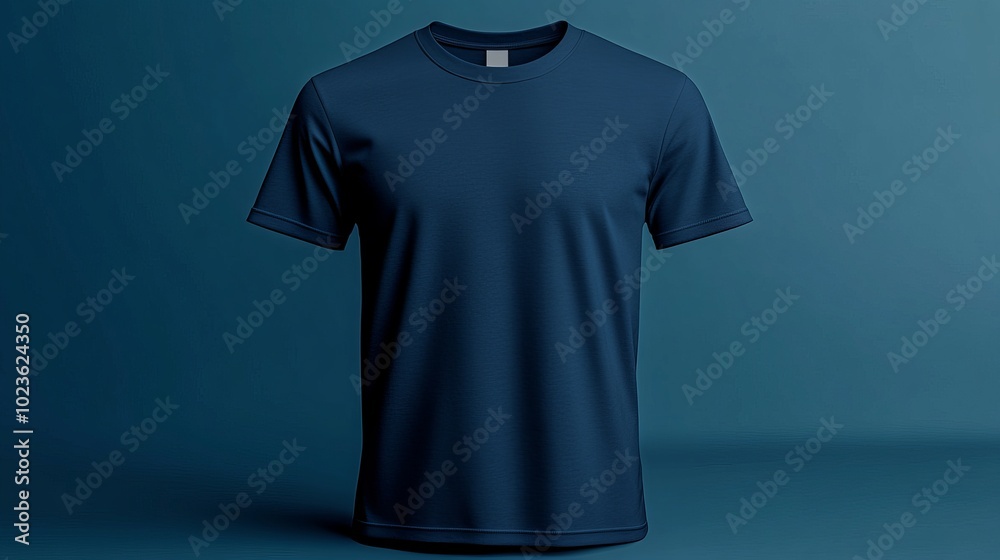 Navy blue plain t-shirt mockup for design and printing; front and back views isolated on white background. Navy blue plain t-shirt mockup for design and printing; front and back views isolated on white background.