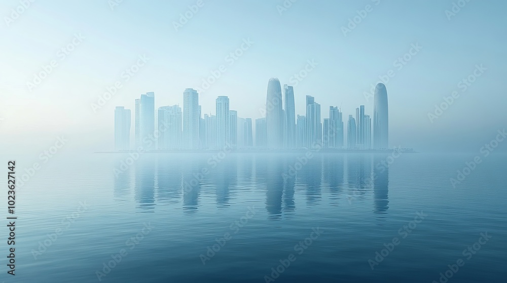 Skyscrapers by the water: harmony of architecture and nature Skyscrapers by the water: harmony of architecture and nature