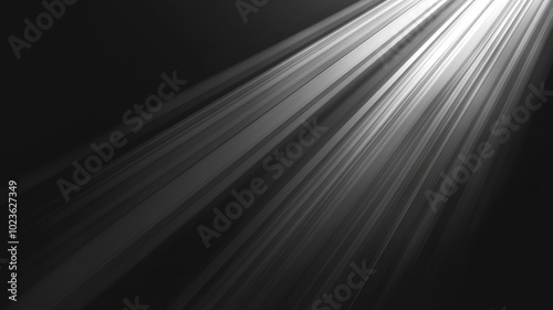 Abstract Background With Light Beams And Overlapping Elements Blurry White Light Diffusing In Dark Black And White Lines Running Horizontally Shades Of Grey