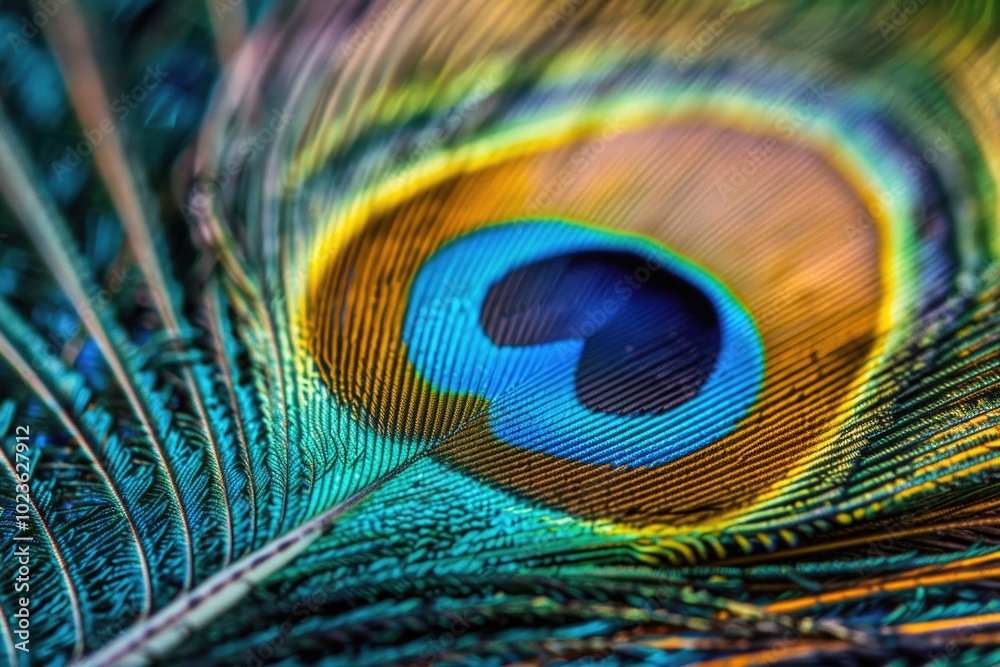 Obraz premium Vivid close up of peacock feather.