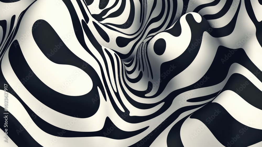 Obraz premium Abstract Seamless Optical Illusion Black And White Background Creative Illusion With 3D Depth Ancient Pattern Interweaving Tapestry Design Art Photography