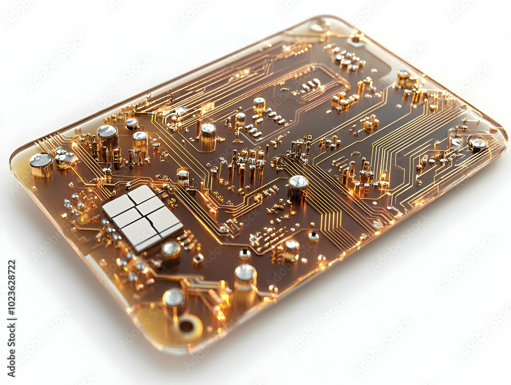 Futuristic Flat Nano Chip Credit Card Macro Shot - Transparent Design Showcasing Intricate Circuitry, SEO Keywords for Advanced Financial Technology Futuristic Flat Nano Chip Credit Card Macro Shot - Transparent Design Showcasing Intricate Circuitry, SEO Keywords for Advanced Financial Technology