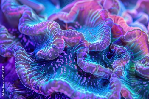 Multicolored violet blue gradient abstract background Organic texture of the hard brain coral