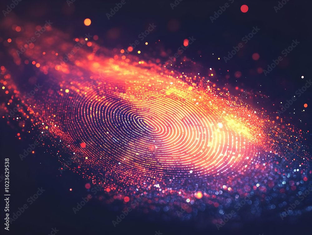 Flat Bokeh Fingerprint Morphing into AI Neural Network: Macro Shot of Glowing Fingerprint Pattern Transitioning to Artificial Intelligence Solutions Flat Bokeh Fingerprint Morphing into AI Neural Network: Macro Shot of Glowing Fingerprint Pattern Transitioning to Artificial Intelligence Solutions