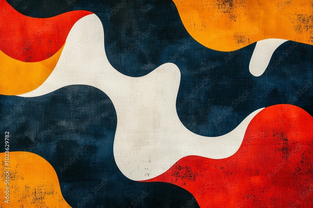Abstract Geometric Shapes in Red, Orange, White, and Blue Abstract Geometric Shapes in Red, Orange, White, and Blue