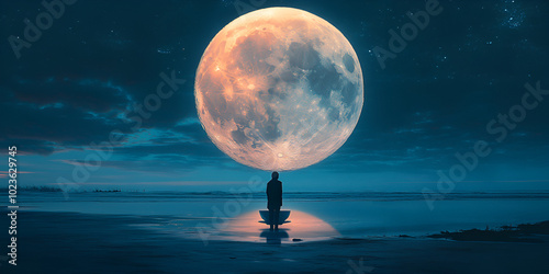 A man under Full moon