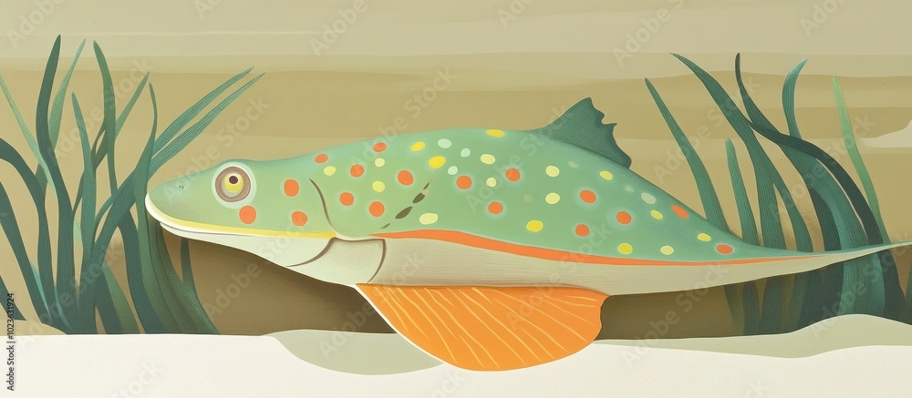 Naklejka premium Bluespotted Ribbontail Ray