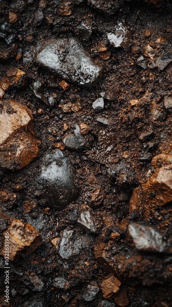 Detailed Macro Shot of Soil Texture with Pebbles Detailed Macro Shot of Soil Texture with Pebbles