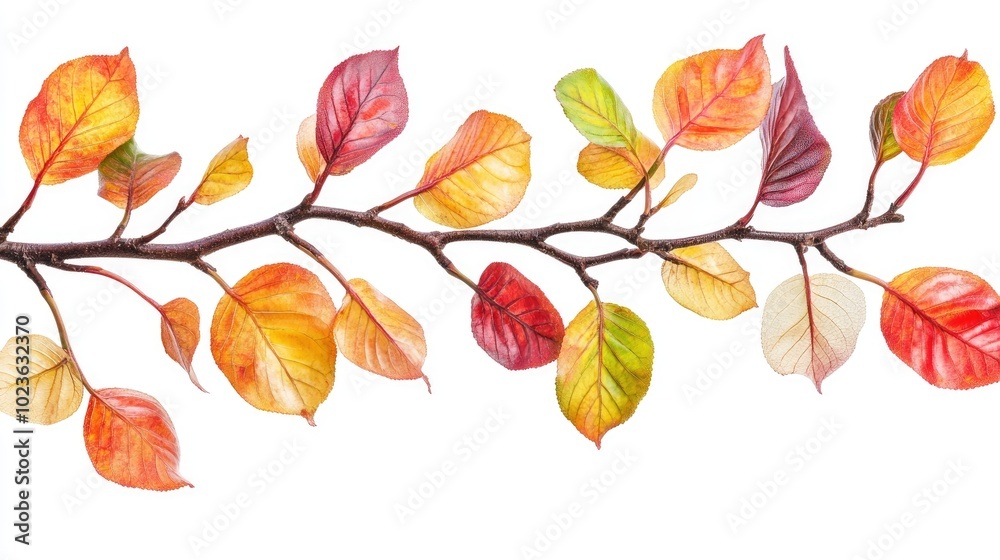 Colorful Beech Tree Twigs with Leaves Studio Isolated on Pure White Colorful Beech Tree Twigs with Leaves Studio Isolated on Pure White