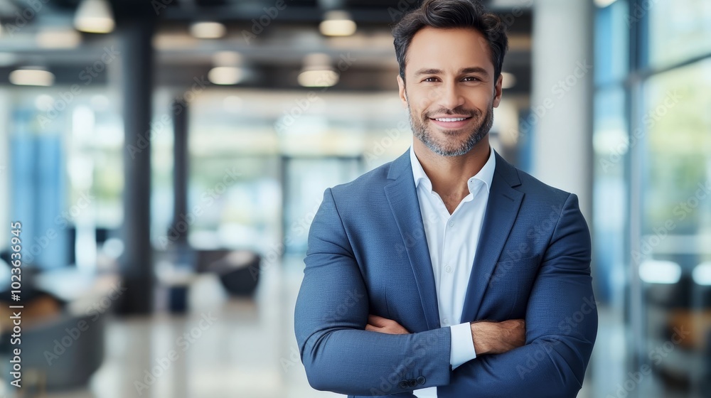 Portrait Of A Confident Businessman In A Modern Office Setting, Exuding Success And Leadership. Portrait Of A Confident Businessman In A Modern Office Setting, Exuding Success And Leadership.