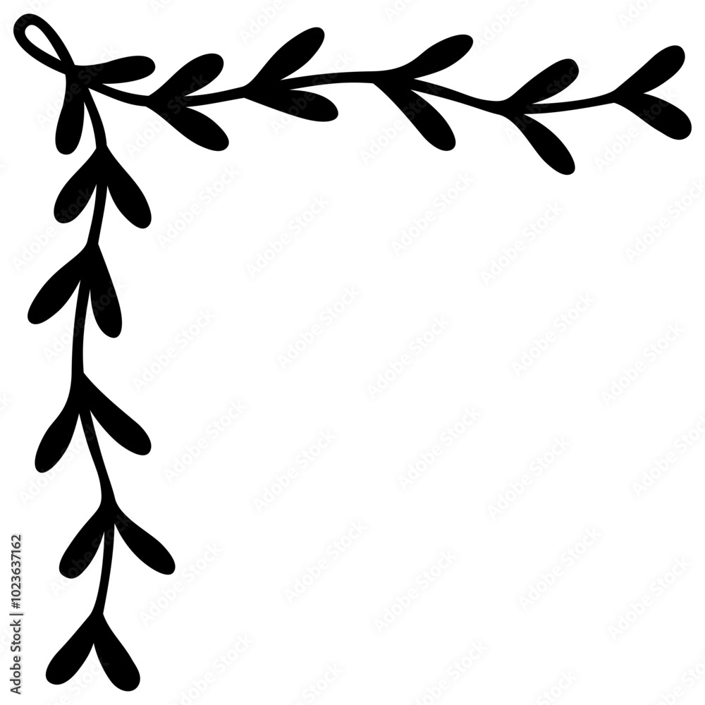 Botanical Border | Corner Frame | Laurel Leaf Design | Decorative Vector Element