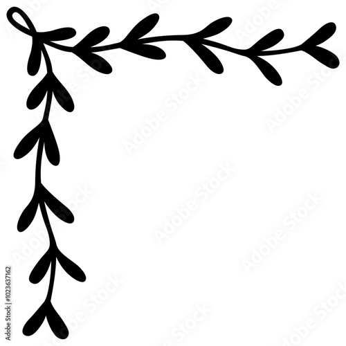 Botanical Border | Corner Frame | Laurel Leaf Design | Decorative Vector Element