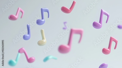 Colorful 3D Music Notes Floating in Mid-Air