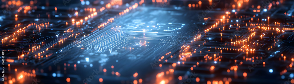 Floating AI Circuit with Glowing Data Streams and Growth Patterns on Minimalist Podium for Tech and Business Presentations Floating AI Circuit with Glowing Data Streams and Growth Patterns on Minimalist Podium for Tech and Business Presentations