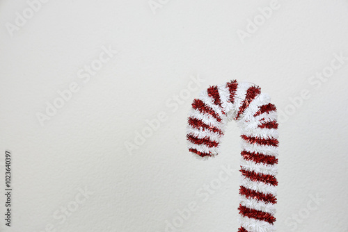 Candy cane on white background, Christmas decor