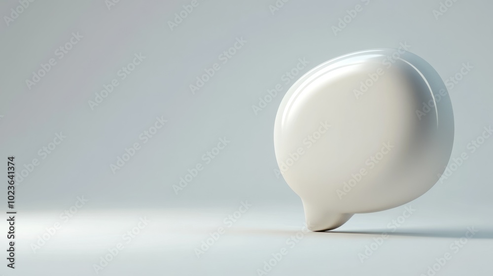 White 3D Speech Bubble on Grey Background White 3D Speech Bubble on Grey Background