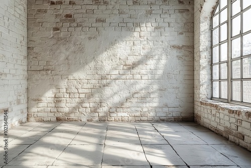 Obraz na płótnie stylish interior featuring a clean white brick wall elegantly showcasing a modern and minimalist design ideal for creating stunning photo manipulations or zoom backgrounds w salonie