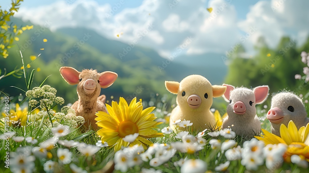 Farmyard fun create a lively farmyard scene. AI generated Farmyard fun create a lively farmyard scene. AI generated