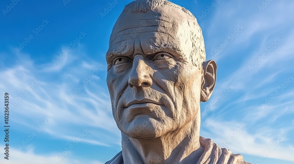 A statue of a man with a serious expression A statue of a man with a serious expression