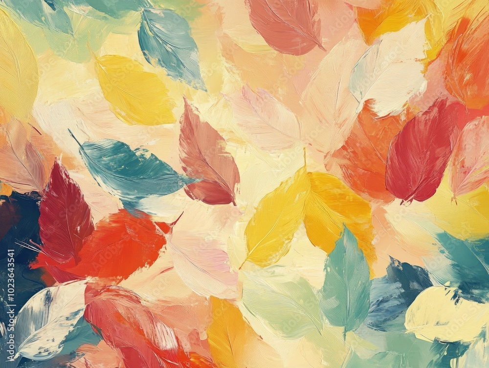 Abstract hand drawn oil painting of nostalgic leaves perfect for wallpaper or artistic decor Abstract hand drawn oil painting of nostalgic leaves perfect for wallpaper or artistic decor