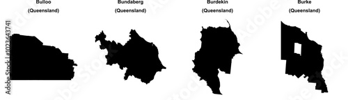 Bulloo, Bundaberg, Burdekin, Burke outline maps