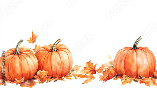 Watercolor Pumpkins Background Photo