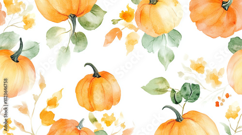 Watercolor Pumpkins Background Photo