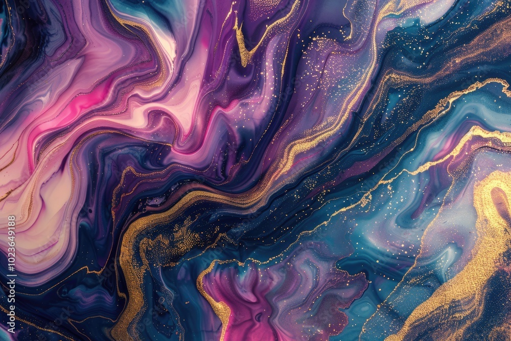 Modern luxury marble art with iridescent colors and golden powder. Modern luxury marble art with iridescent colors and golden powder.