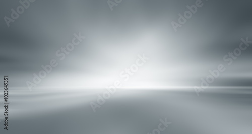 Empty white studio background. Design for displaying product. White grey perspective flow waves background. Abstract creative interior. Modern business style. 