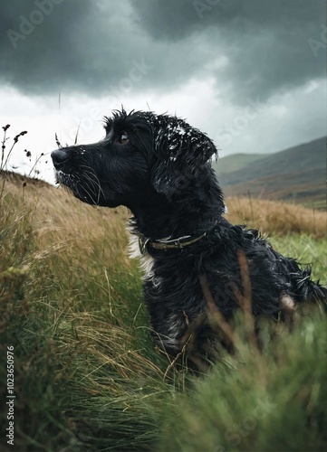 black and white dog photo