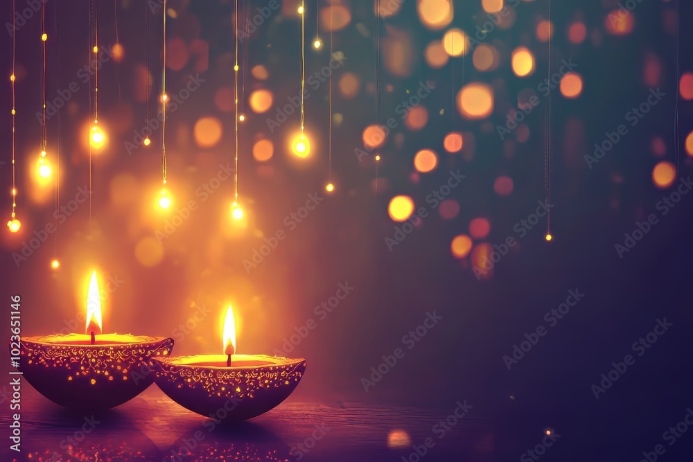 A serene and elegant scene featuring two lit candles with a glowing bokeh background, perfect for festive and tranquil settings. A serene and elegant scene featuring two lit candles with a glowing bokeh background, perfect for festive and tranquil settings.