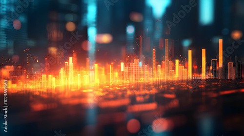 3D Bokeh Corporate Finance Background - Vibrant Blurred Office Elements for Financial Management and Strategic Investments with Copy Space