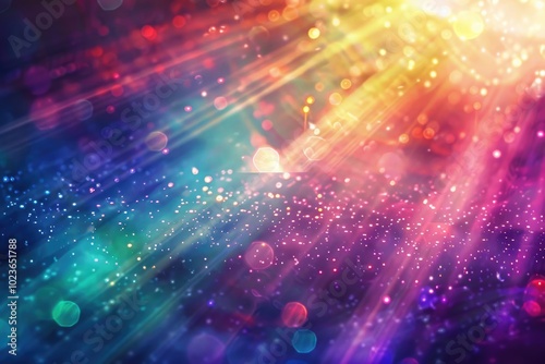 Soft rainbow light flares and glitters background or overlay