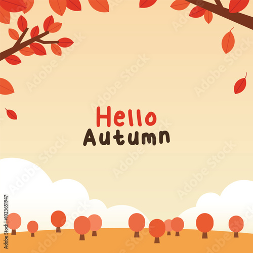 Simple and cute vector autumn background